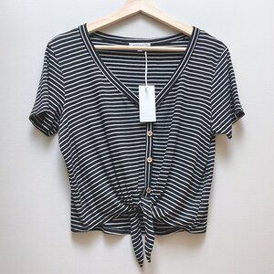 NWT Antistar Black and White Stripe Crop Top